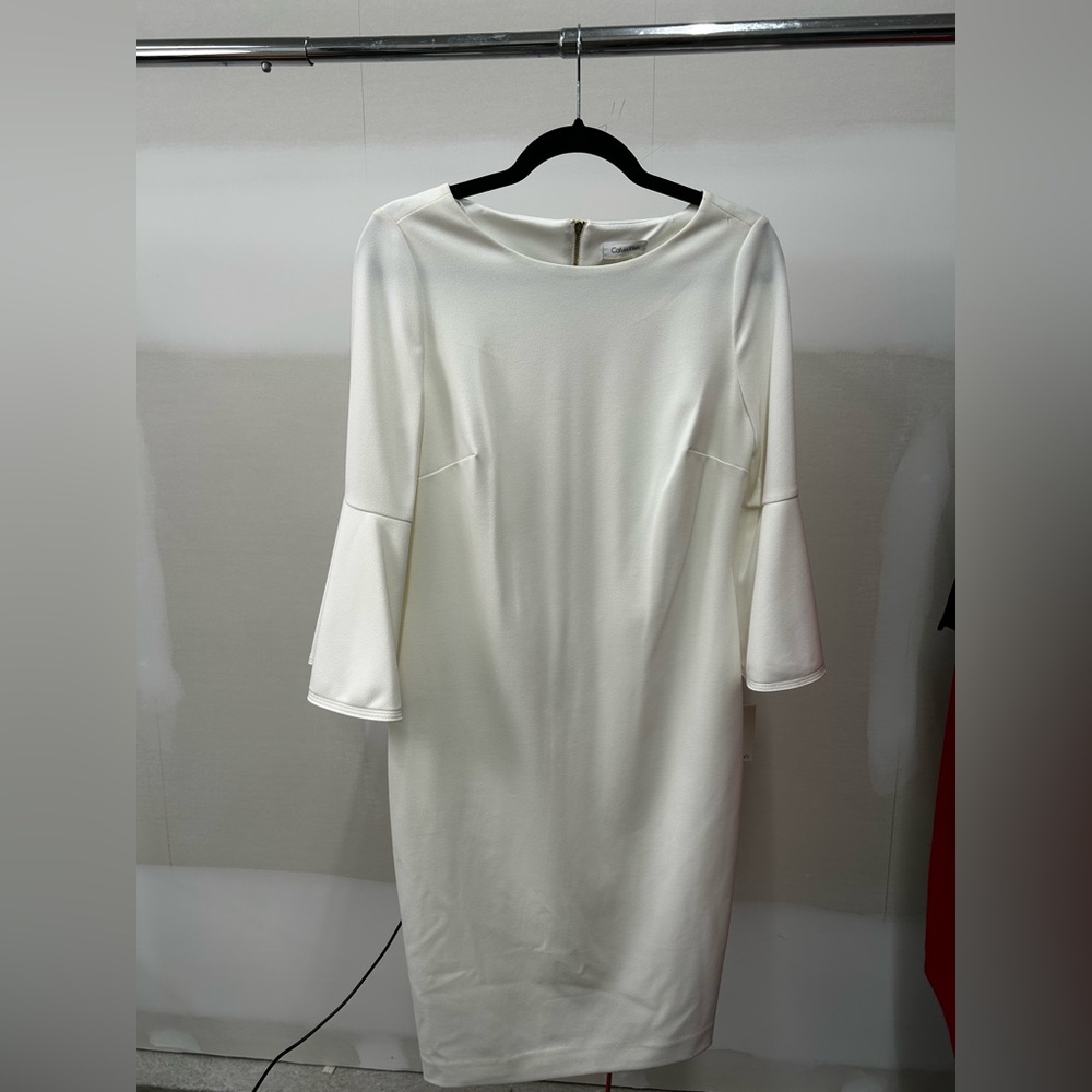 Calvin Klein Cream Long Sleeve Dress